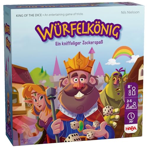 HABA Würfelkönig – Kniffliges Würfel- und Kartenspiel für 2-5 Spieler – Spannendes Gesellschaftsspiel für die ganze Familie – Ab 8 Jahren – Ideal als kleines Geschenk – 1303485001 von HABA