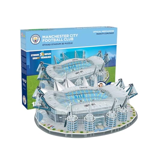 ETIHAD Stadium 3D Puzzle - Blaue Arena Manchester - 3D Fußballstadion für Kinder und Erwachsene - Kindertag Geschenkidee - 132 Elemente von Habarri