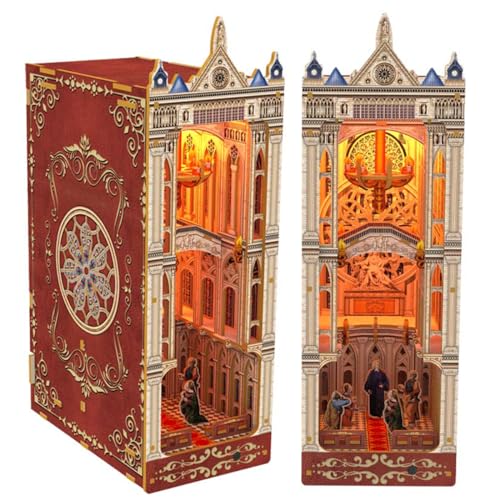 Habarri - Book Nook Haus - Bastelset - DIY Set Erwachsene & Kinder - 3D Puzzle, Miniatur DIY Set - Miniatur Deko, Modellbausatz - gotische Kathedrale von Habarri
