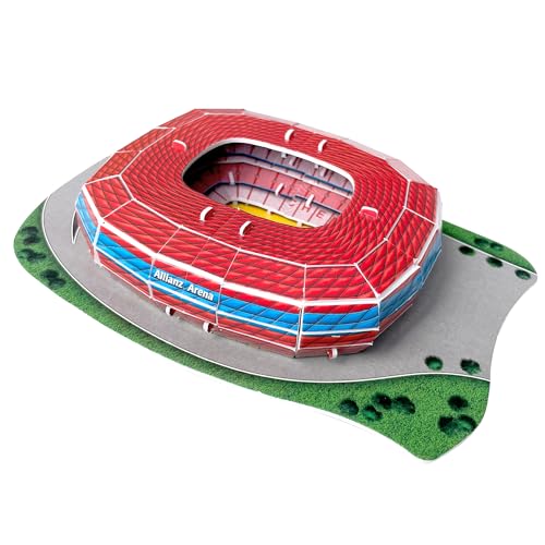 Habarri Mini Allianz Arena Stadium Puzzle 3D - 3D Puzzle-Stadion - Kleines 3D Fußballstadion für Kinder und Erwachsene - Mini Fußballstadion Modell - Modellbau - 26 Elemente von Habarri