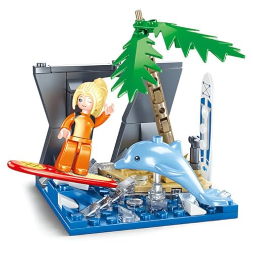 Habarri - Mini Klemmbausteine - Set von Bausteinen und Mini Figur - Geschenk für Kinder ab 7 Jahren - Kompatibel mit bekannten Klemmbausteinen - 101 Elemente - Motiv Sommer Habarri - Mini Klemmbausteine - Set von Bausteinen und Mini Figur - Geschenk für Kinder ab 7 Jahren - Kompatibel mit bekannten Klemmbausteinen - 101 Elemente - Motiv Sommer von Habarri