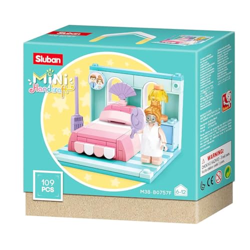 Habarri - Mini Klemmbausteine - Set von Bausteinen und Mini Figur - Geschenk für Kinder ab 7 Jahren - Kompatibel mit bekannten Klemmbausteinen - 109 Elemente - Motiv Schlafzimmer Habarri - Mini Klemmbausteine - Set von Bausteinen und Mini Figur - Geschenk für Kinder ab 7 Jahren - Kompatibel mit bekannten Klemmbausteinen - 109 Elemente - Motiv Schlafzimmer von Habarri