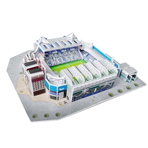 Habarri Mini Stamford Bridge Stadium Puzzle 3D - 3D Puzzle-Stadion - Kleines 3D Fußballstadion für Kinder und Erwachsene - Mini Fußballstadion Modell - Modellbau - 45 Elemente von Habarri