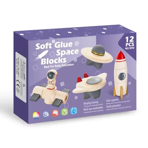 Habarri - Montessori Bausteine für Kinder - Bauklötze aus Silikon - Weich und Geruchsneutral - Sensorik Spielzeug für Kinder im Alter 6m / 3+ - Raumfahrzeuge - 12 Elemente Habarri - Montessori Bausteine für Kinder - Bauklötze aus Silikon - Weich und Geruchsneutral - Sensorik Spielzeug für Kinder im Alter 6m / 3+ - Raumfahrzeuge - 12 Elemente von Habarri