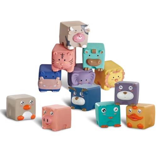 Habarri - Sensorik Spielzeug Baby - Babyspielzeug ab 6 Monate - Bauklötze aus Silikon, Geruchlos - Tiere - Weiche Sensorische Bausteine 12 Stück Habarri - Sensorik Spielzeug Baby - Babyspielzeug ab 6 Monate - Bauklötze aus Silikon, Geruchlos - Tiere - Weiche Sensorische Bausteine 12 Stück von Habarri
