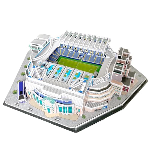 Habarri Stamford Bridge Stadion Puzzle 3D - 3D Puzzle-Stadion - 3D Fußballstadion für Kinder und Erwachsene - Modell eines Fußballstadions - Modellbau - 108 Elemente von Habarri