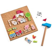 HABA 2013378001 - Hammer-Nagelspiel Bauernhof, 58-teilig, Lernspiel von HABA