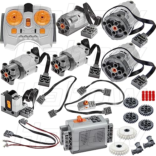 Habow 24Pcs Power-Function Technic-Parts Kit M/L/XL Motor IR Fernbedienung AA-Battery-Box-8881 IR Empfänger Verlängerungskabel Lichtkabel Steuerschalter Kompatibel mit Mainstream-Marke Motor-Kit. von Habow