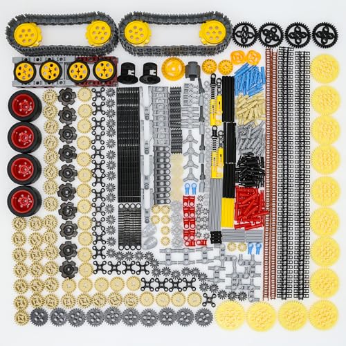 Habow Technic Baustein-Teilesatz, 862-teilig, inkl. Zahnrad, Welle, Stift, Rahmen, Stecker, Differential, Aufhängung, Rad, Schiene usw., kompatibel mit Mainstream-Marken, MOC-Teilepaket. von Habow