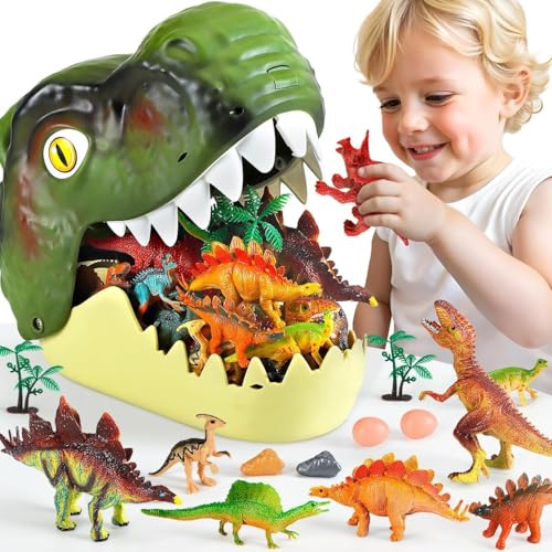 Habuddy Dinosaurier-Spielzeug, 54-teiliges Dinosaurier-Figuren-Spielset für Kinder – Geburtstag für 3 4 5 6 7 8 9 + Jahre alte Kleinkinder, Jungen und Mädchen von Habuddy