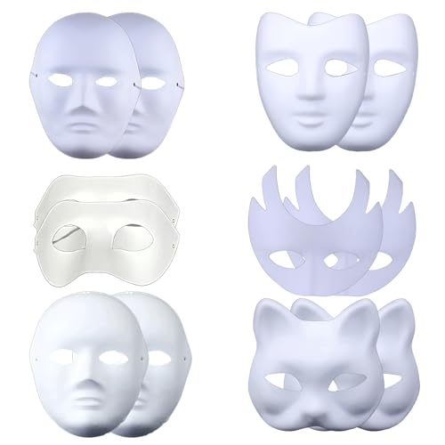 12 Stück Diy Weiße Papier Maske, Maskenball Party Maske, Überstreichbare Papiermasken, Weiße Unbemalt, Für Persönlichkeit, Kreatives Design, Karneval, Rollenspiele, Cosplay 12 Stück Diy Weiße Papier Maske, Maskenball Party Maske, Überstreichbare Papiermasken, Weiße Unbemalt, Für Persönlichkeit, Kreatives Design, Karneval, Rollenspiele, Cosplay von Hachera
