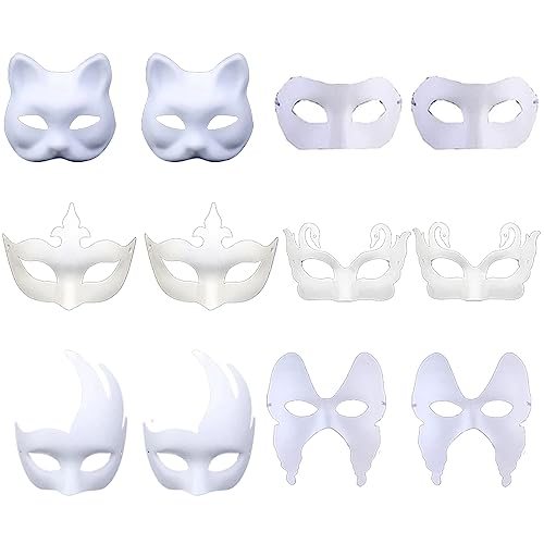 Diy Weiße Papier Maske, 12 Stück Überstreichbare Papiermasken, Maskenball Party Maske, Weiße Maske Unbemalt, Für Persönlichkeit, Kreatives Design, Karneval, Rollenspiele, Cosplay Diy Weiße Papier Maske, 12 Stück Überstreichbare Papiermasken, Maskenball Party Maske, Weiße Maske Unbemalt, Für Persönlichkeit, Kreatives Design, Karneval, Rollenspiele, Cosplay von Hachera