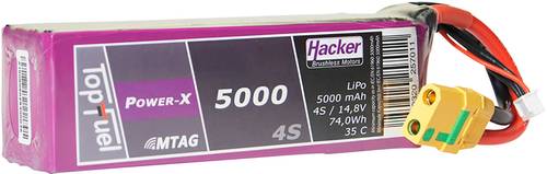 Hacker Modellbau-Akkupack (LiPo) 14.8V 5000 mAh Zellen-Zahl: 4 35 C Softcase XT90 von Hacker