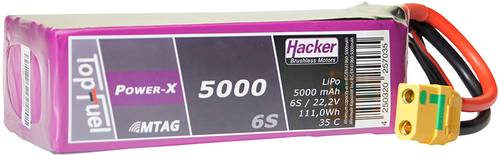 Hacker Modellbau-Akkupack (LiPo) 22.2V 5000 mAh Zellen-Zahl: 6 35 C Softcase XT90 von Hacker
