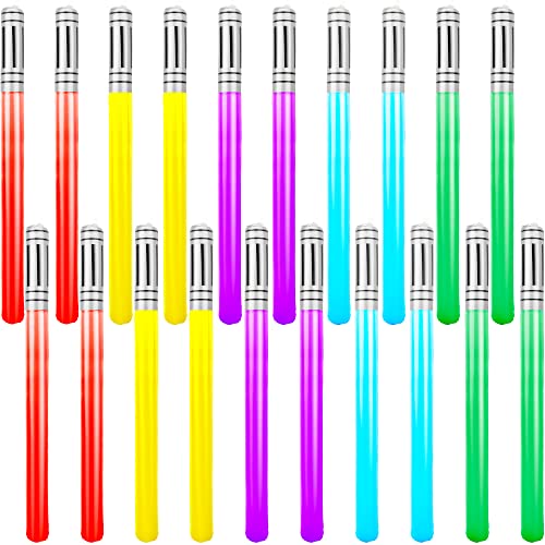 Haconba 20 Stück aufblasbares Lichtschwert zum Aufblasen von Lichtschwerten für Kinder, Cosplay, Halloween, Themenparty, Gastgeschenke, 5 Farben von Haconba