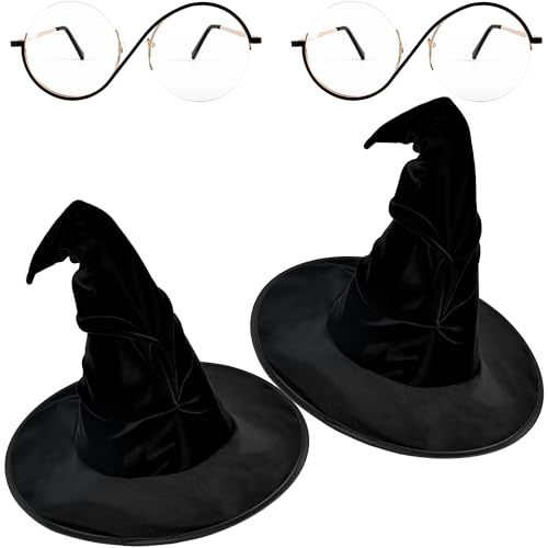 Haconba 6-teiliges Hexenkostüm-Zubehör für Damen, mit 2 Hexenhut, 2 Zaubererbrillen und 2 Ringen für Halloween, Cosplay Haconba 6-teiliges Hexenkostüm-Zubehör für Damen, mit 2 Hexenhut, 2 Zaubererbrillen und 2 Ringen für Halloween, Cosplay von Haconba