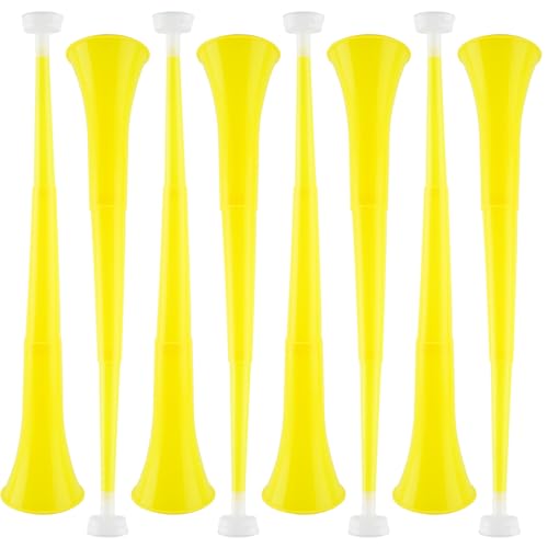 Haconba 8 Stück 58 cm Kunststoff-Stadionhorn zusammenklappbar Vuvuzela Fußballhorn Trompeten Geräuschmacher für Sportveranstaltungen, Fußball, Fußball, Partyspiele (Gelb) von Haconba