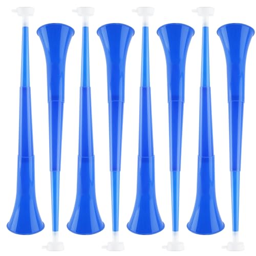 Haconba 8 Stück 58 cm Kunststoff-Stadionhorn zusammenklappbar Vuvuzela Fußballhorn Trompeten Geräuschmacher für Sportveranstaltungen, Fußball, Fußball, Partyspiele (blau) von Haconba