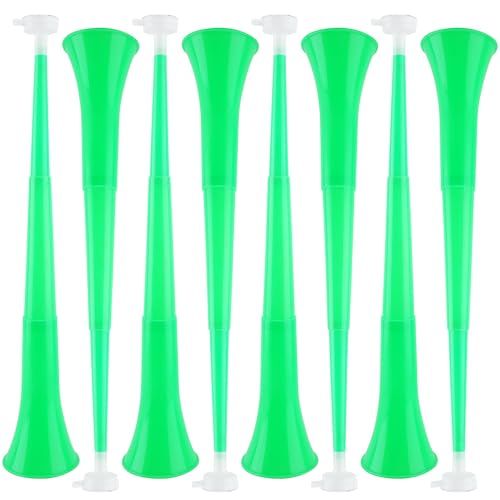 Haconba 8 Stück 58 cm Kunststoff-Stadionhorn zusammenklappbar Vuvuzela Fußballhorn Trompeten Geräuschmacher für Sportveranstaltungen, Fußball, Fußball, Partyspiele (grün) von Haconba