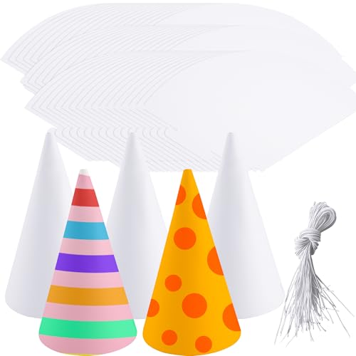 Haconba 80 Stück weiße Kegelhüte einfarbig DIY Kegel Party Hüte blanko Bastelpapier Geburtstag Party Hüte mit elastischer Schnur für DIY Handwerk Projekte Geburtstag Party Supplies Haconba 80 Stück weiße Kegelhüte einfarbig DIY Kegel Party Hüte blanko Bastelpapier Geburtstag Party Hüte mit elastischer Schnur für DIY Handwerk Projekte Geburtstag Party Supplies von Haconba