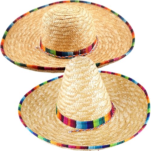 Haconba Großer mexikanischer Sombrero-Hut mit Regenbogen-Serape-Besatz, großer Sombrero-Strohhut für Erwachsene, Teenager, mexikanische Fiesta-Party, 2 Stile Haconba Großer mexikanischer Sombrero-Hut mit Regenbogen-Serape-Besatz, großer Sombrero-Strohhut für Erwachsene, Teenager, mexikanische Fiesta-Party, 2 Stile von Haconba