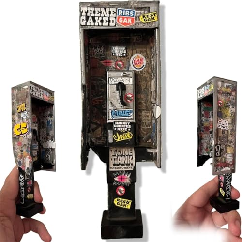 Miniatur-Münztelefon im Maßstab 1:12 für Actionfiguren, Hommage an die Geschichte der amerikanischen Münztelefone, Vintage-Graffiti-Münztelefon-Modell, Urbane Straßendekoration (7 INCH) von Hadghdf