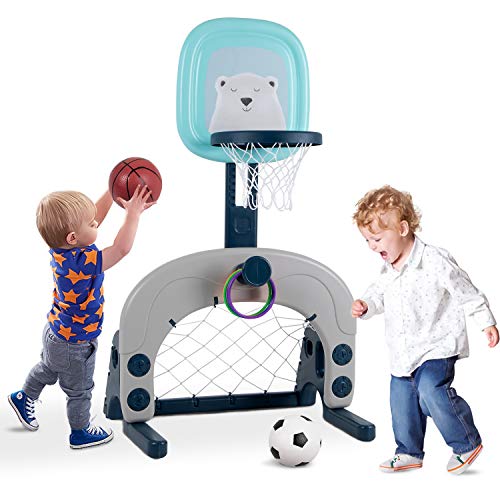 Basketballkorb-Set, 3-in-1 Kinder-Basketballständer, Sport, Aktivitätszentrum, Ballspiele, verstellbar, einfache Punktzahl, Basketballkorb, Fußball/Fußballtor/Ringwurf, bestes Geschenk für Basketballkorb-Set, 3-in-1 Kinder-Basketballständer, Sport, Aktivitätszentrum, Ballspiele, verstellbar, einfache Punktzahl, Basketballkorb, Fußball/Fußballtor/Ringwurf, bestes Geschenk für von Hadwin