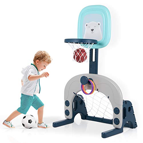Hadwin Kinder Basketballkorb Set, 3 in 1 höhenverstellbarer Basketballständer & Fußballtor & Wurfspiel für Kleinkinder, Sport für Jungen und Mädchen, Indoor geeignet Hadwin Kinder Basketballkorb Set, 3 in 1 höhenverstellbarer Basketballständer & Fußballtor & Wurfspiel für Kleinkinder, Sport für Jungen und Mädchen, Indoor geeignet von Hadwin
