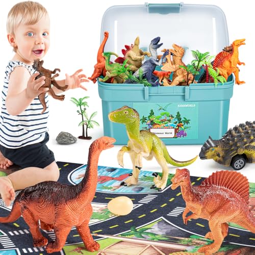 HahaGift Dinosaurier-Spielzeug für 3 4 5 6 Jahre alte Jungen Geschenke, Dino-Spiele für Kinder im Alter von 3 4 5 6 7 Jahren, Dinosaurier-Figuren, Spielmatten-Set für Jungen, Spielzeug Alter 3-5 Jahre von HahaGift