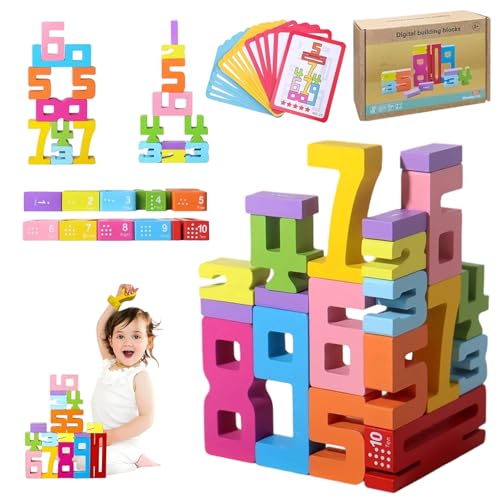 Zahlenbausteine zum Stapeln, 20 Stück Holzbausteine Bauklötze, Stapelzahlen & Zahlen Bauklötze mit bildgeführte Karten, Number Blocks, Holz Zahlenblock Spielzeug Set für Kinder ab 3 Jahren Zahlenbausteine zum Stapeln, 20 Stück Holzbausteine Bauklötze, Stapelzahlen & Zahlen Bauklötze mit bildgeführte Karten, Number Blocks, Holz Zahlenblock Spielzeug Set für Kinder ab 3 Jahren von HahaGo