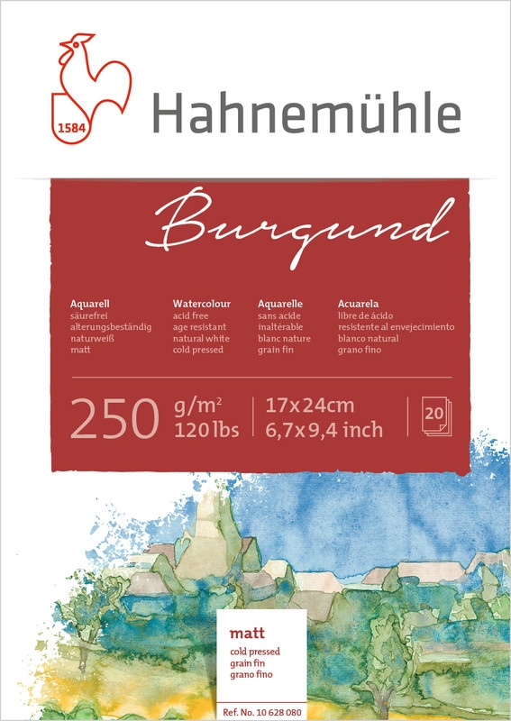 Hahnemühle Aquarellblock Burgund 17 x 24 cm matt von Hahnemühle