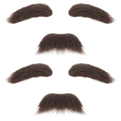 HaiFafafaing 2 Sets Falscher Schnurrbart und Augenbrauen Realistische Bartaufkleber Opa-Kostüm-Zubehör Party Bart Falscher Kostüm Whisker für Halloween Karneval Geburtstag und Party von HaiFafafaing