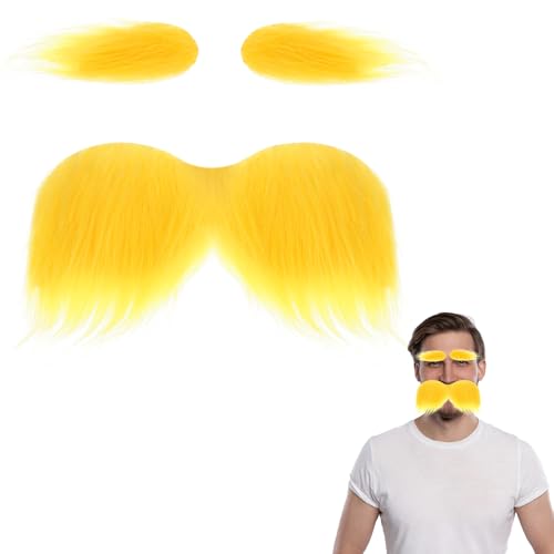 HaiFafafaing Fake Bart Augenbrauen Schnurrbart Zum Ankleben Selbstklebend Gefälschter Gelb Bart für Mottopart Halloween Party Weihnachten Cosplay Schnurrbart Karneval HaiFafafaing Fake Bart Augenbrauen Schnurrbart Zum Ankleben Selbstklebend Gefälschter Gelb Bart für Mottopart Halloween Party Weihnachten Cosplay Schnurrbart Karneval von HaiFafafaing