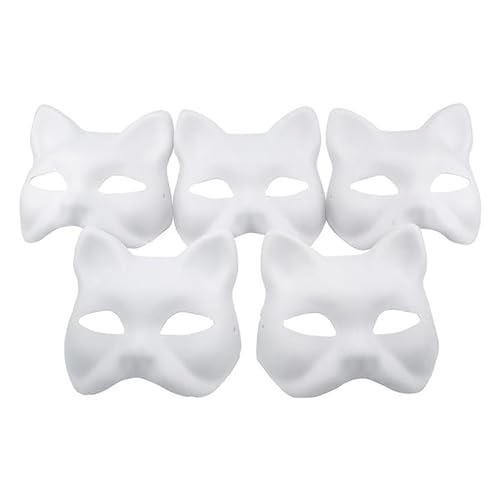 Haibinsuo 1/5-teiliges Katzen-Party-Maske, DIY-Set, Rohlinge, Maske, handbemalt, personalisierte Katzenmaske, verstellbare elastische Riemen, Cosplay-Maske, 5 Stück Haibinsuo 1/5-teiliges Katzen-Party-Maske, DIY-Set, Rohlinge, Maske, handbemalt, personalisierte Katzenmaske, verstellbare elastische Riemen, Cosplay-Maske, 5 Stück von Haibinsuo