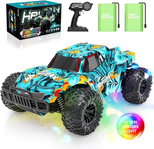 Haijon 1:16 Ferngesteuertes Auto mit Farbige Lichter, 4 LED-Leuchtungmodus, RC Offroad LKW für Kinder, Spielzeugauto für Erwachsene von Haijon