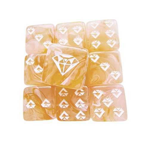 Haiki 10pcs Einzigartige Acryl Juwelenmuster Runde Ecke Rollenspiel 6 Seitig Tischspiel Glatte Oberflächen Sechsseitige Dices Runde Ecke von Haiki
