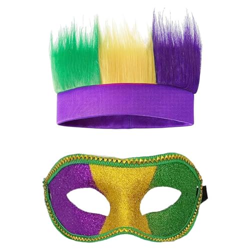 2PCS Karneval Pelziges Stirnband + Halbmaske Weihnachten Karneval Dekoration Maskerade Zubehör Erwachsene Karneval Festliche Party Karneval Kostüme Frauen Karneval Kostüm Maske Karneval Kostüm Outfit von Haiki