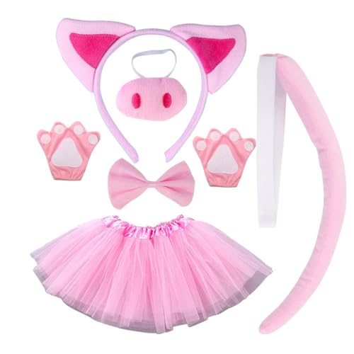 4/5/6 Kinder-Kostüm-Set mit Ohr, Stirnband, Nasenschwanz, Schleife, Tutus, Handschuhe für Halloween, Cosplay, Kostümparty 4/5/6 Kinder-Kostüm-Set mit Ohr, Stirnband, Nasenschwanz, Schleife, Tutus, Handschuhe für Halloween, Cosplay, Kostümparty von Haiki