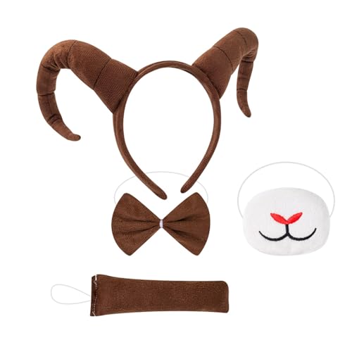 Antilopen-Kostüm-Set, Antilopenohren, Stirnband, Schwanznase für Halloween, Weihnachten, Party, Kinder, Tiere, Cosplay-Kostüm, 4-teilig Antilopen-Kostüm-Set, Antilopenohren, Stirnband, Schwanznase für Halloween, Weihnachten, Party, Kinder, Tiere, Cosplay-Kostüm, 4-teilig von Haiki