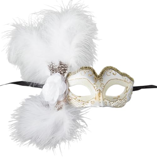 Gefiedertes Maskeradegesicht, gefiederte Augenmaske, Maskerade, halbes Gesicht mit Blume, Halloween-Kostüm-Zubehör von Haiki