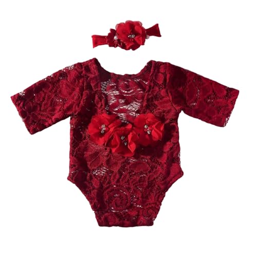 Haiki Photoshooting Kleidung Für Baby Girls Spitze Rückenfreies Strampler Blumenhaarband Für Säuglingsfotografie Neugeborene Duschgeschenk Haiki Photoshooting Kleidung Für Baby Girls Spitze Rückenfreies Strampler Blumenhaarband Für Säuglingsfotografie Neugeborene Duschgeschenk von Haiki