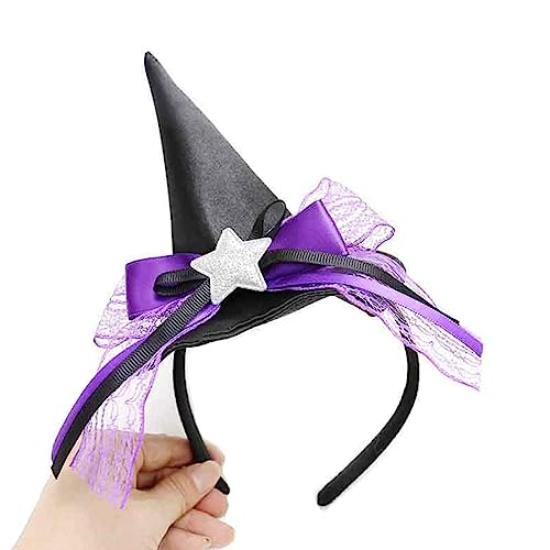 Halloween Hexenhut Stirnband Königin Cosplay Party Kopfbedeckung Haarreifen Cool Hexenhut Stirnband Halloween Dress Up von Haiki
