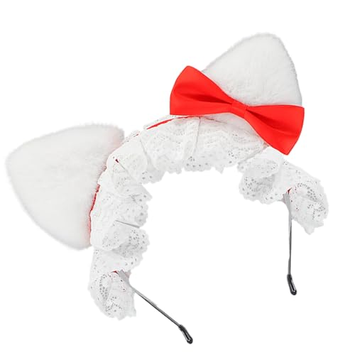Halloween-Rollenspiel-Kopfschmuck mit Tierohren, mit pelziger Stoffspitze, Schleife, für den ganzen Tag, Foto-Requisiten, Haar-Accessoire von Haiki