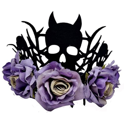Halloween-Rosenkrone, Kopfbedeckung, Hexenkostüm, Zubehör, leicht, wiederverwendbar, kinderfreundliches Design, Hexenrose, Kopfbedeckung für Erwachsene von Haiki