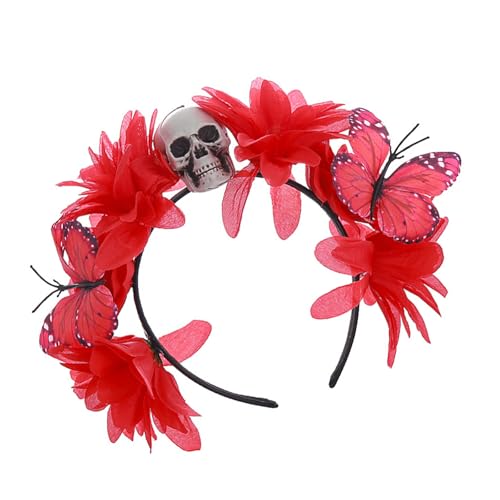 Kreativer Totenkopf-Kopfschmuck, Schmetterlings-Blumen-Haarreif für Outdoor-Kostüme und Themenpartys, unverzichtbares Accessoire Kreativer Totenkopf-Kopfschmuck, Schmetterlings-Blumen-Haarreif für Outdoor-Kostüme und Themenpartys, unverzichtbares Accessoire von Haiki