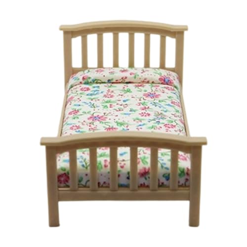 Puppenhaus aus Holz, Einzelbett mit Blumendruck, Matratze für 1:12 Maßstab Handwerksprojekt, Modellszene, Display, Sammlerstück Puppenhaus aus Holz, Einzelbett mit Blumendruck, Matratze für 1:12 Maßstab Handwerksprojekt, Modellszene, Display, Sammlerstück von Haiki