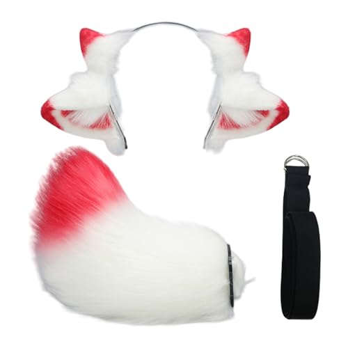 Schaf-Cosplay-Zubehör mit Schafschwanz, Schaf-Ohr-Stirnband, Halloween-Schaf-Kostüm für Damen, Kinder, Erwachsene, Weihnachten, Cosplay, Cosplay, Tierohr-Stirnband-Set von Haiki