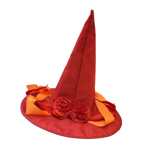 Stoff Hexenhut mit Spitze Spitze Halloween Kostüm Zubehör Kopfbedeckung für Mottopartys und Cosplay Event Hexenkostüm Hut von Haiki