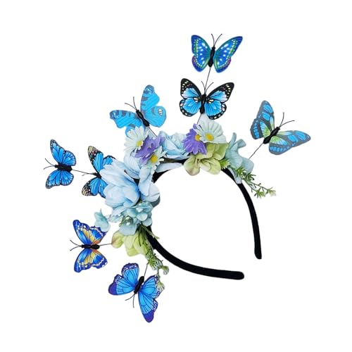 Verstellbarer Schmetterlings-Blumen-Haarreif für ethnische Party, für Teepartys, Halloween-Kostüme, besondere Anlässe, Halloween-Kostüm, Kopfschmuck von Haiki
