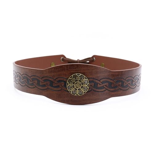 Vintage PU Leder Stirnband Mit Mittelalterlichem Muster Verstellbares Haarband Für Alltägliche Outfit Bühnenaufführungen Kopfbedeckung von Haiki